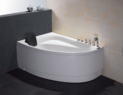 Single Person Corner White Whirlpool BathTub by Eago