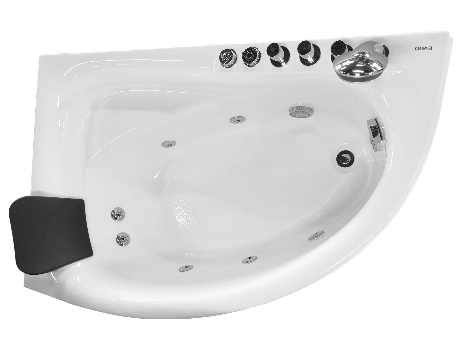 Single Person Corner White Whirlpool BathTub by Eago