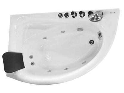 Single Person Corner White Whirlpool BathTub by Eago