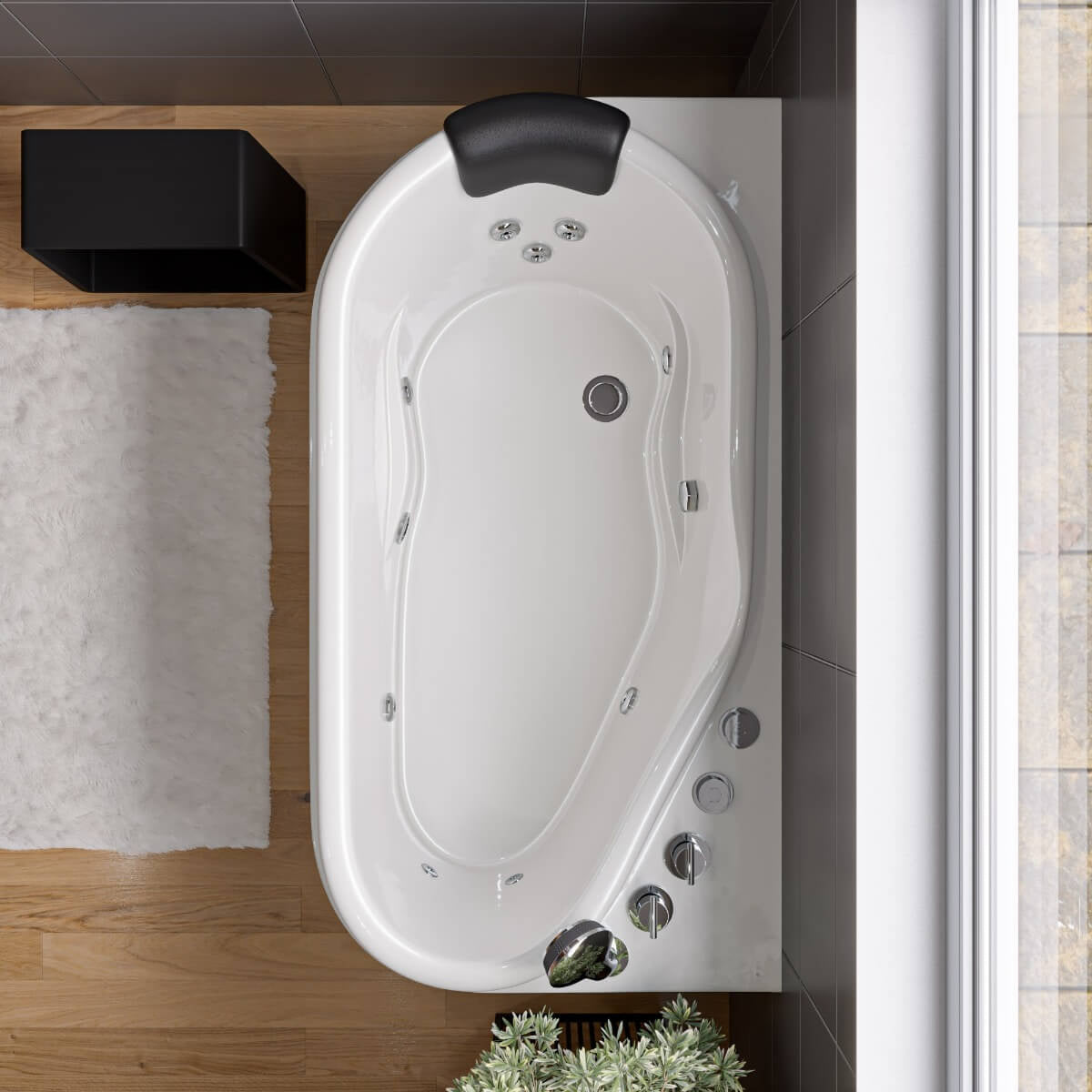 Jetted Whirlpool Bathtub W/ Fixtures by Eago