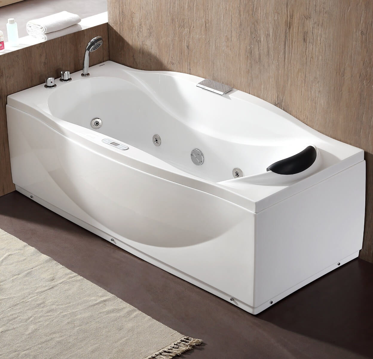 Right Drain White Whirlpool Bathtub w Fixtures by Eago