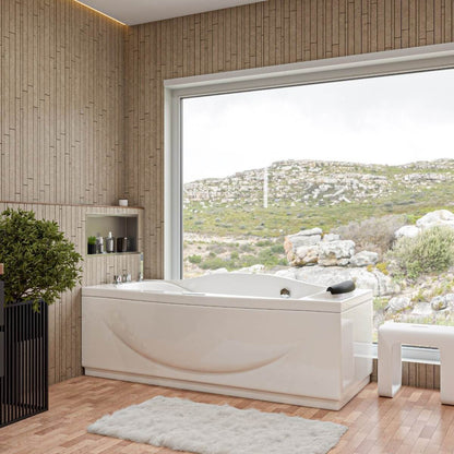 Right Drain White Whirlpool Bathtub w Fixtures by Eago