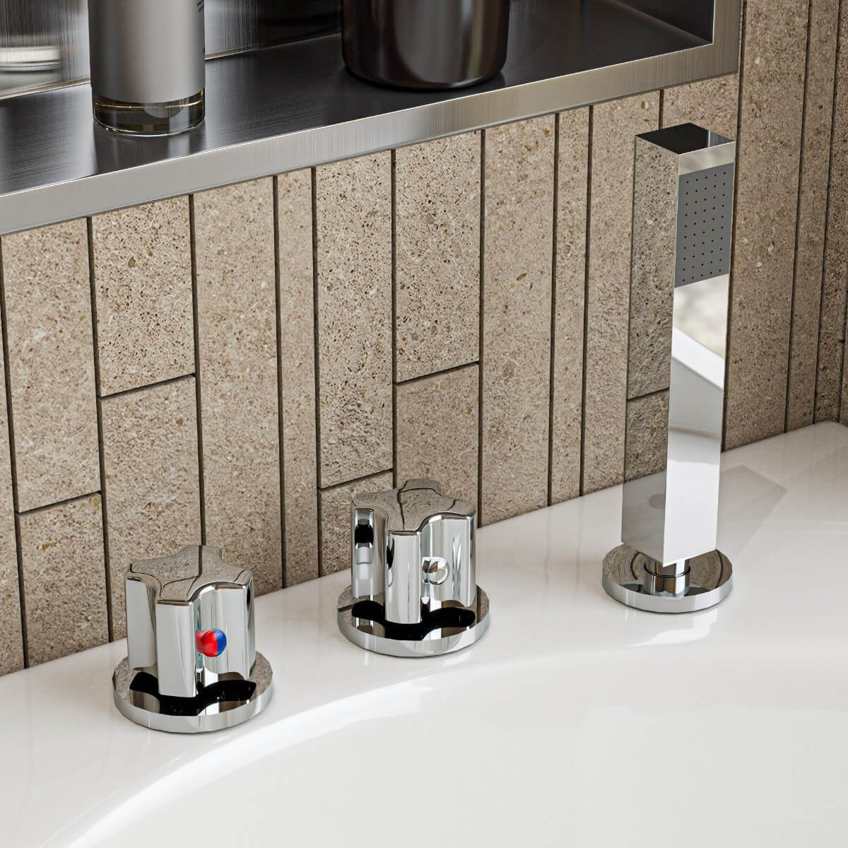 Left Drain White Whirlpool Bathtub w Fixtures by Eago