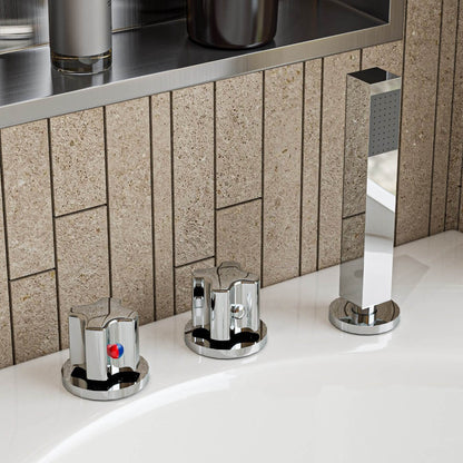 Left Drain White Whirlpool Bathtub w Fixtures by Eago