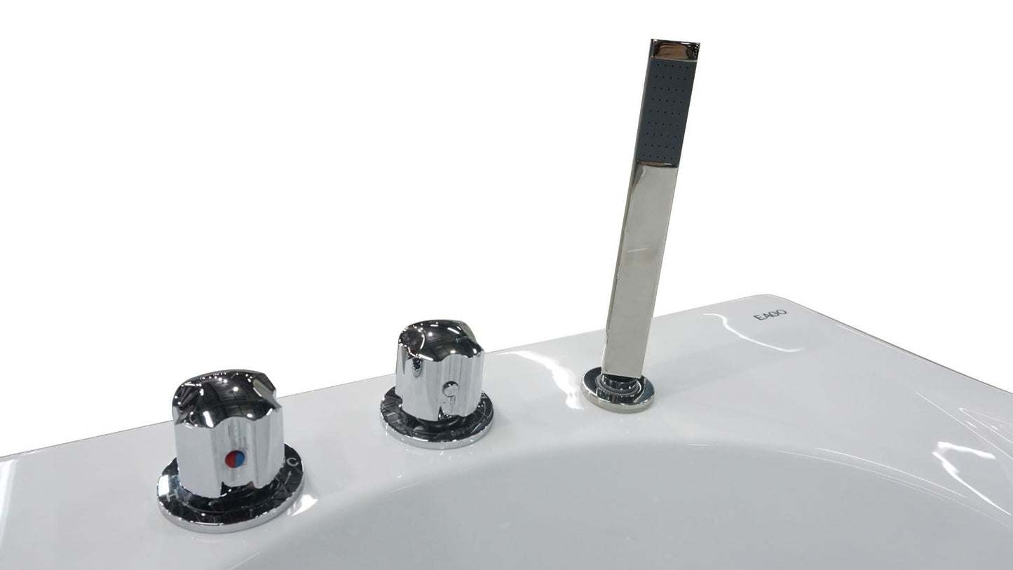 Left Drain White Whirlpool Bathtub w Fixtures by Eago