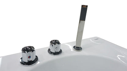 Left Drain White Whirlpool Bathtub w Fixtures by Eago