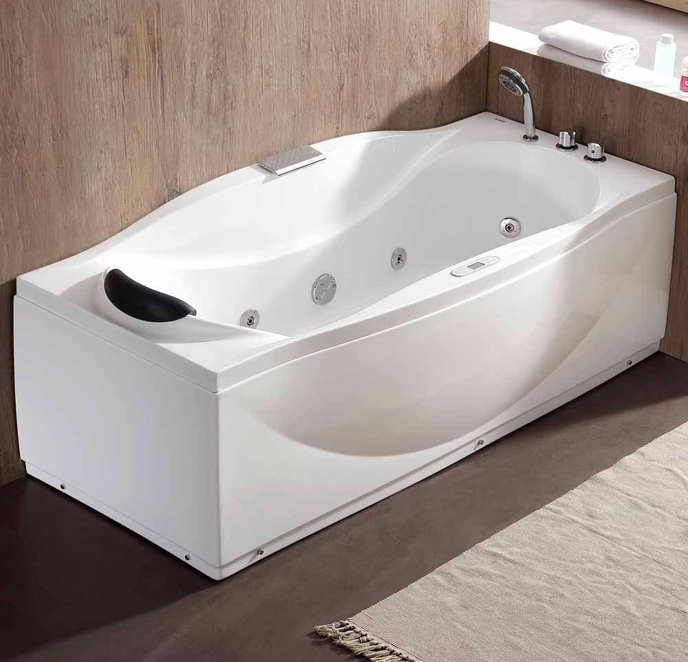 Left Drain White Whirlpool Bathtub w Fixtures by Eago