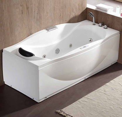 Left Drain White Whirlpool Bathtub w Fixtures by Eago