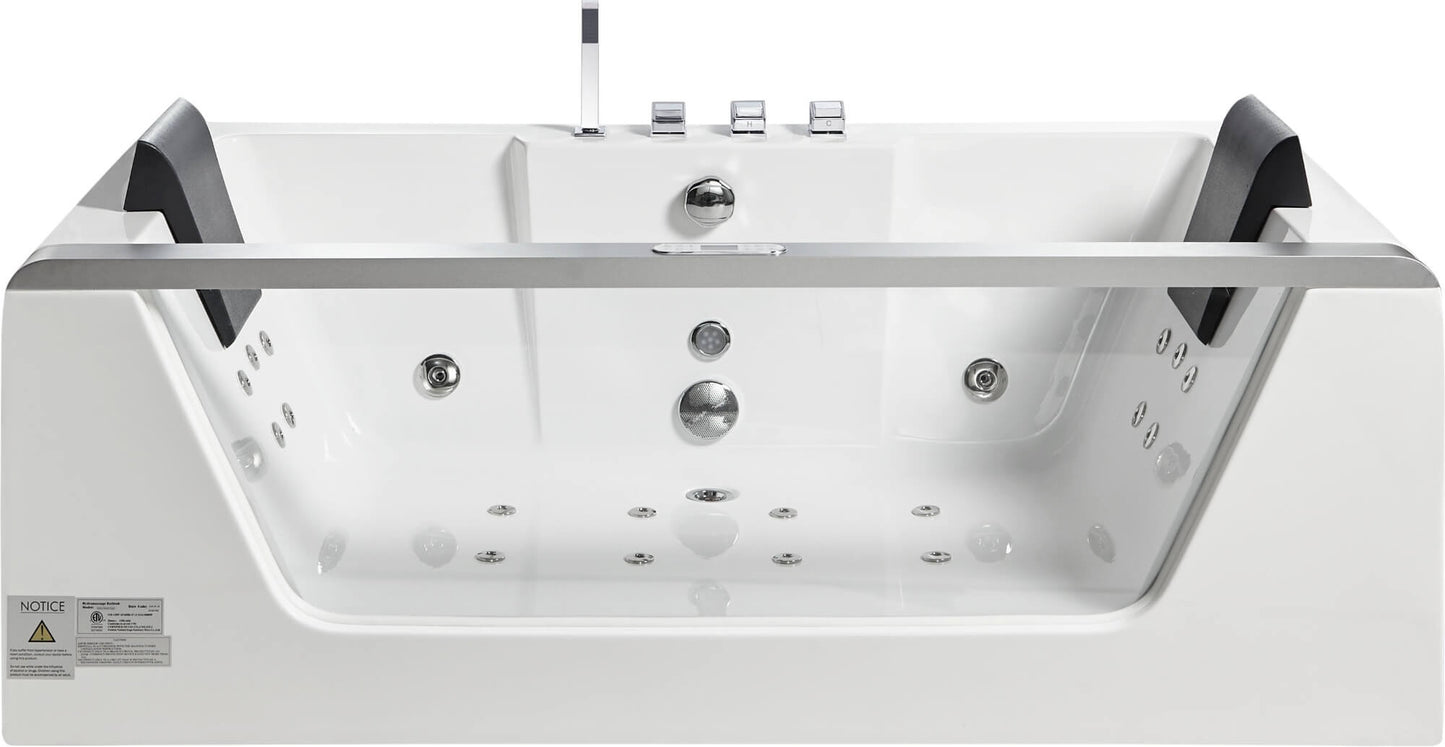 Clear Rectangular Acrylic Whirlpool Bathtub for Two by Eago