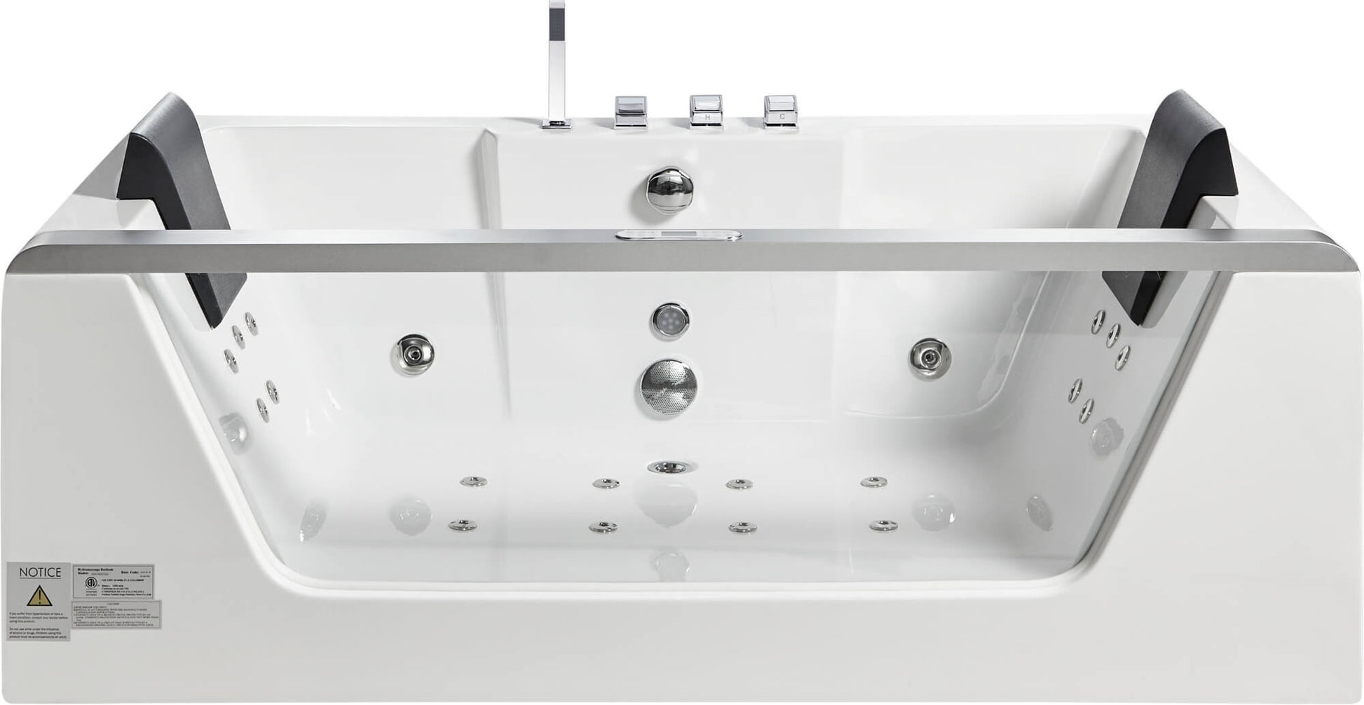 Clear Rectangular Acrylic Whirlpool Bathtub for Two by Eago