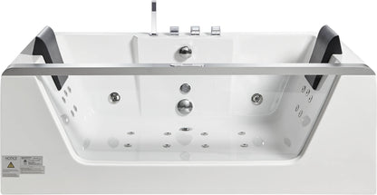 Clear Rectangular Acrylic Whirlpool Bathtub for Two by Eago