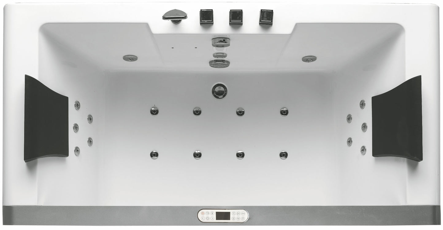 Clear Rectangular Acrylic Whirlpool Bathtub for Two by Eago