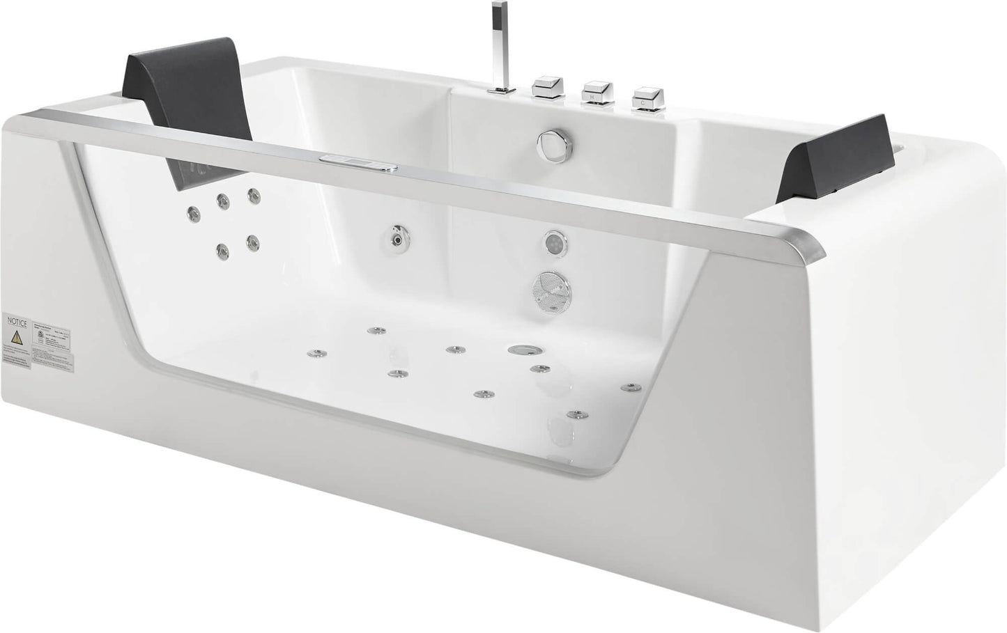 Clear Rectangular Acrylic Whirlpool Bathtub for Two by Eago