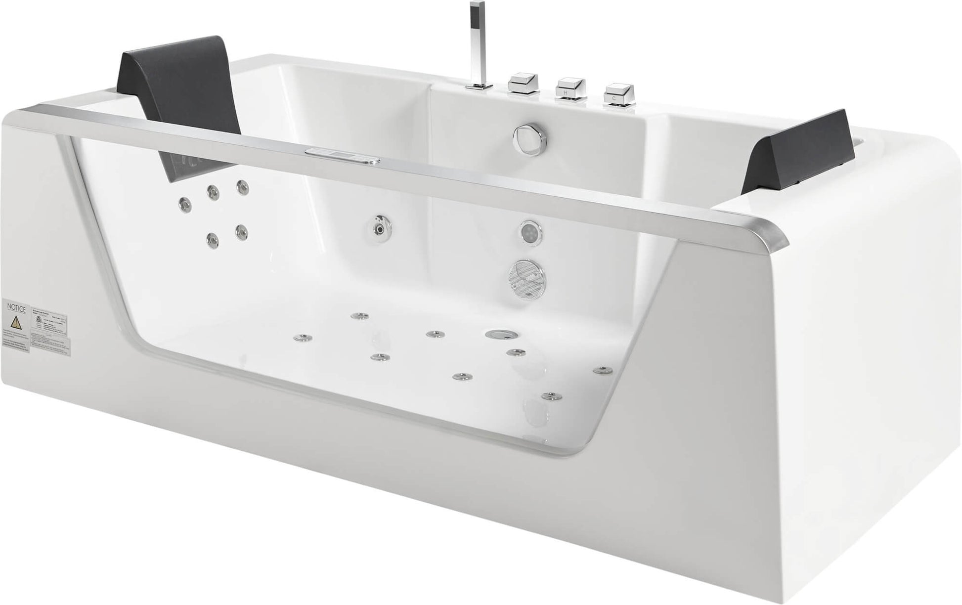 Clear Rectangular Acrylic Whirlpool Bathtub for Two by Eago