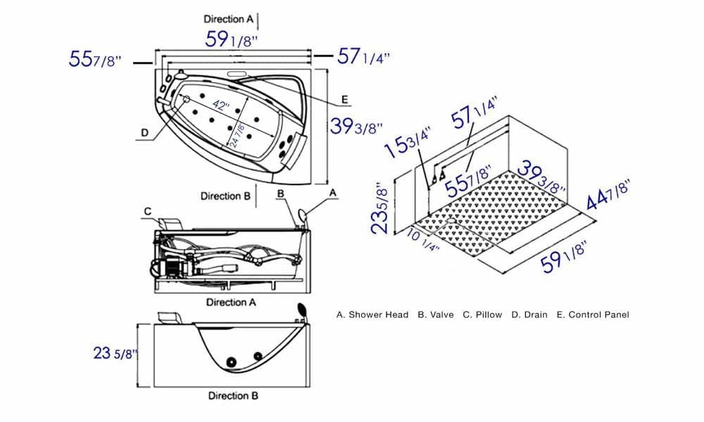 Clear Rounded Right Corner Whirlpool Bathtub by Eago