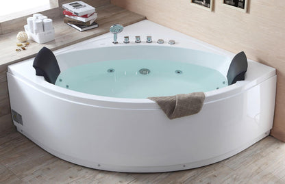 Rounded Modern Double Seat Corner Whirlpool Bath Tub with Fixtures by Eago
