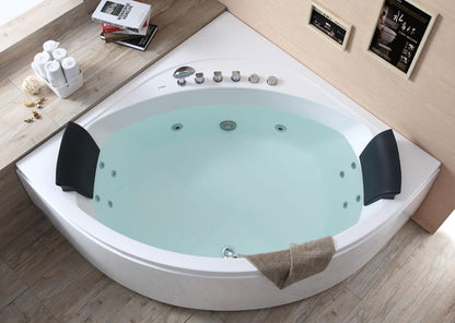 Rounded Modern Double Seat Corner Whirlpool Bath Tub with Fixtures by Eago