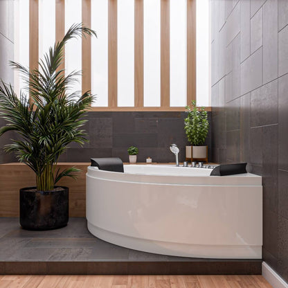 Rounded Modern Double Seat Corner Whirlpool Bath Tub with Fixtures by Eago