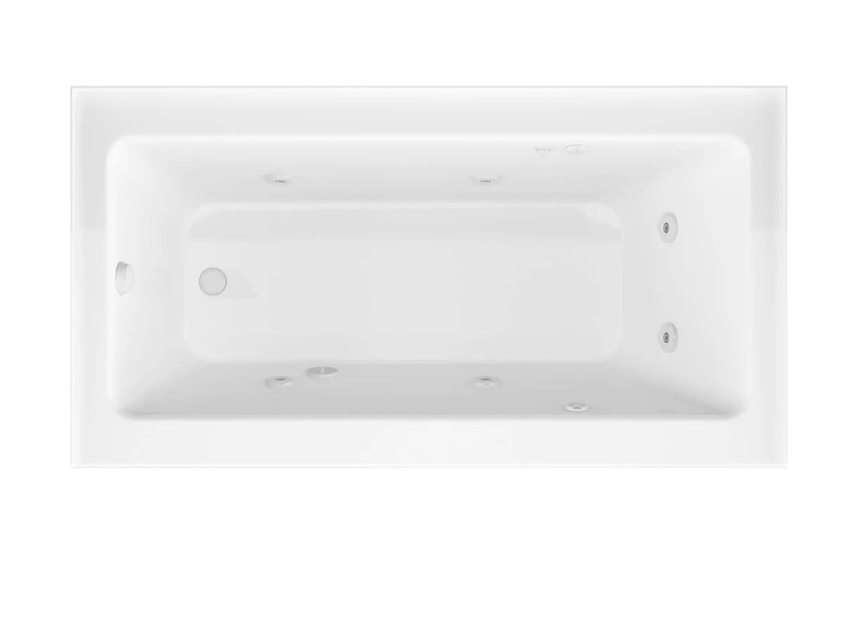 Amber Series 60 in. x 30 in. Rectangular Whirlpool Bathtub with Right Side Drain and V-Style Back Jets in Glossy White