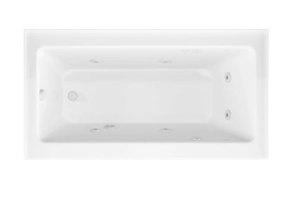 Amber Series 60 in. x 30 in. Rectangular Whirlpool Bathtub with Right Side Drain and V-Style Back Jets in Glossy White