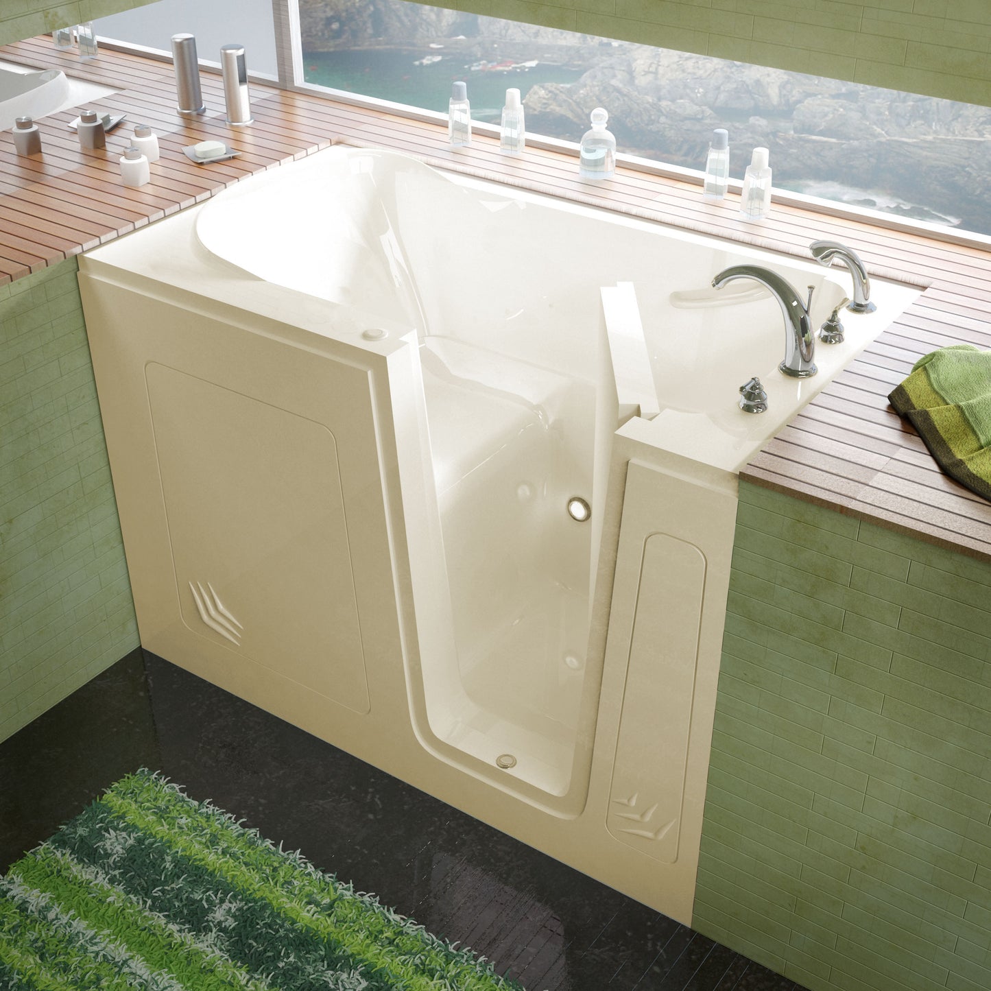 MediTub walk-in bathtub 30x54 biscuit color, right drain, soaking alcove bath.