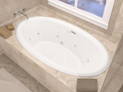 Petite 44 x 78  Oval Air and Whirlpool Jetted Bathtub with Center Drain in White