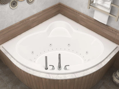 Jasper 85 in. x 67 in. Corner Whirlpool and Air Bathtub with Center drain and VS Jets and Aromatherapy in Glossy White