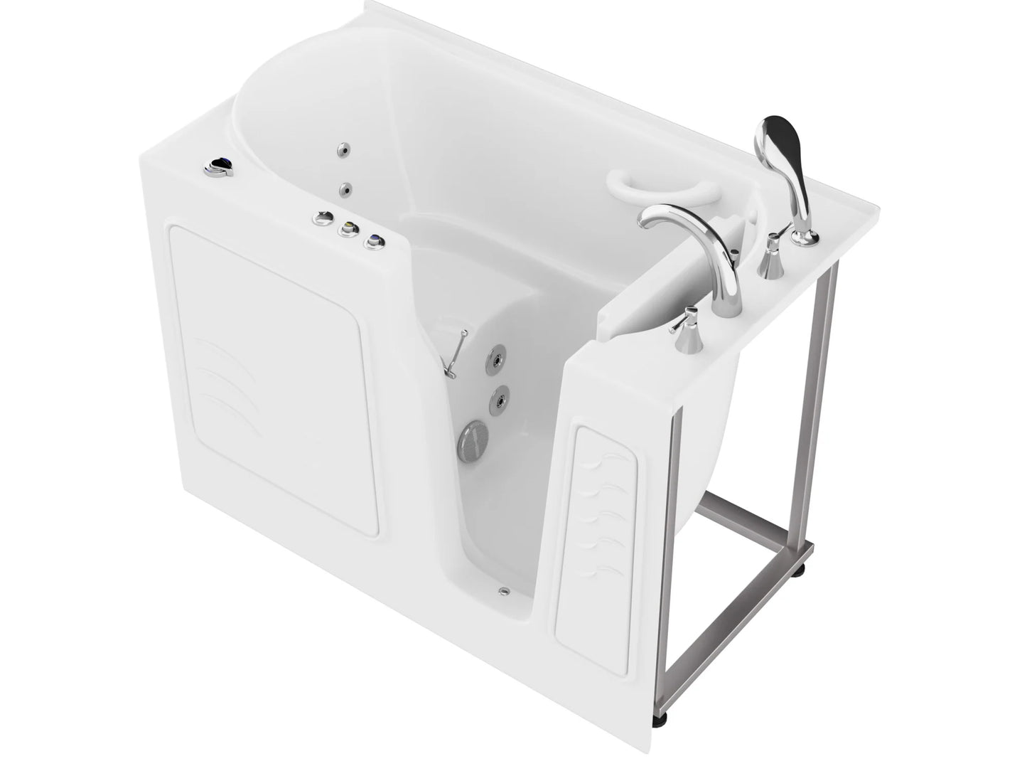 Coupe Series 29 in. x 52 in. Right Drain Quick Fill Walk-In Whirlpool Tub with Powered Fast Drain in White