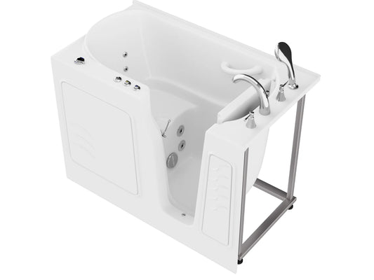 Coupe Series 29 in. x 52 in. Right Drain Quick Fill Walk-In Whirlpool Tub with Powered Fast Drain in White