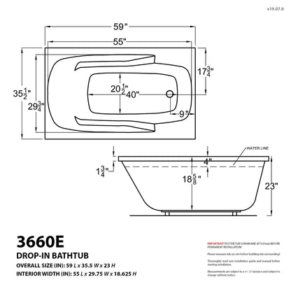 Coral 59 in. x 36 in. Rectangular Whirlpool and Air Bathtub with Left Drain and VS Jets and Aromatherapy in Glossy White