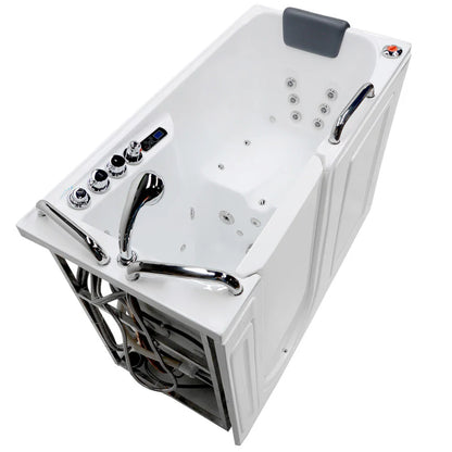 Left Drain FULLY LOADED Walk-in Bathtub with Air Jets and Whirlpool Massage Jets Hot Tub | Quick Fill Waterfall Tub Filler with 6 Setting Handheld Shower Sprayer | Including Aromatherapy, LED Lights, V-Shaped Back Jets, and Auto Drain | 2753FLWL