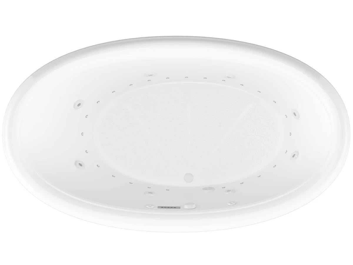 Petite 44 x 78  Oval Air and Whirlpool Jetted Bathtub with Center Drain in White