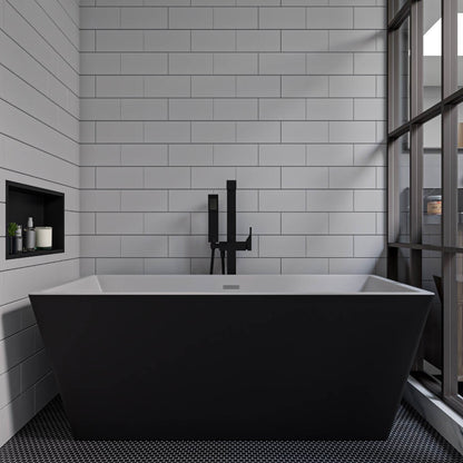 Black & White Rectangular Soaking Bathtub by Alfi