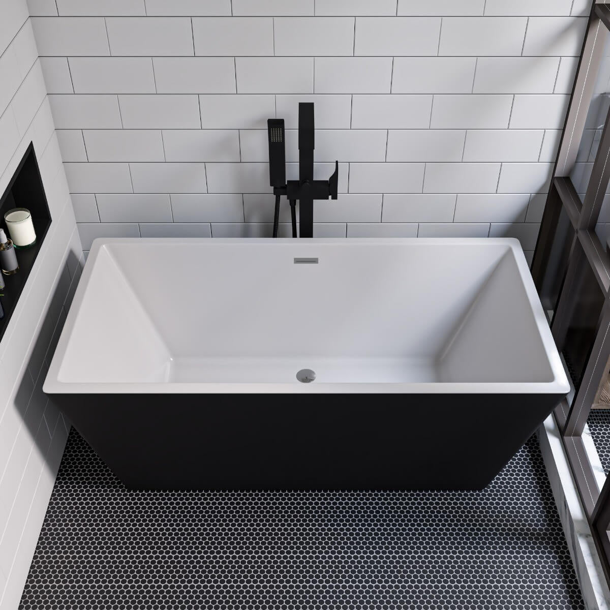 Black & White Rectangular Soaking Bathtub by Alfi