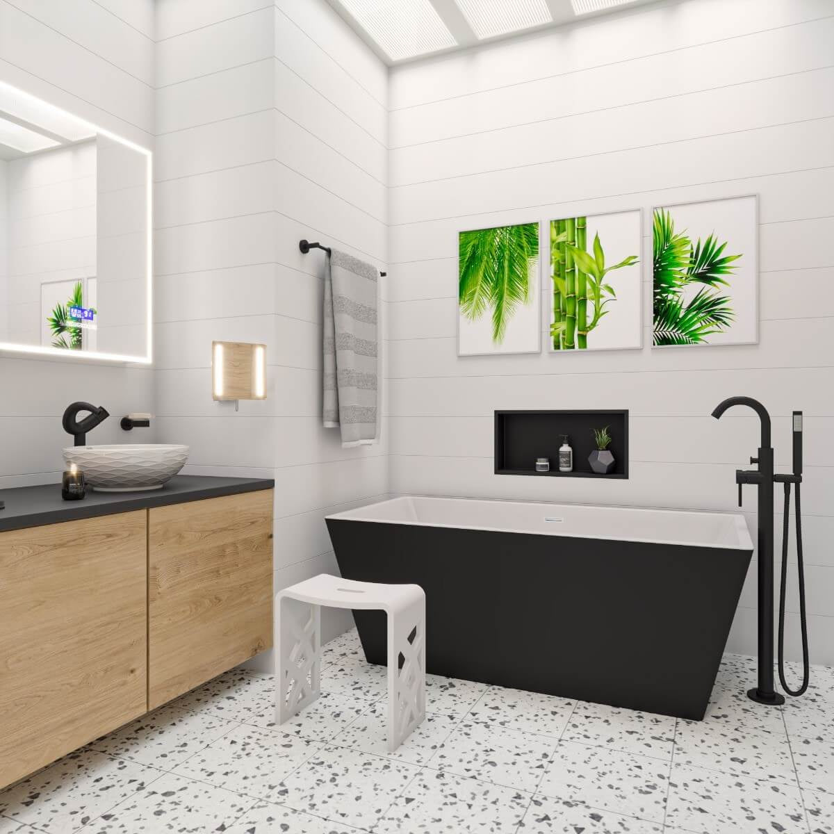 Black & White Rectangular Soaking Bathtub by Alfi