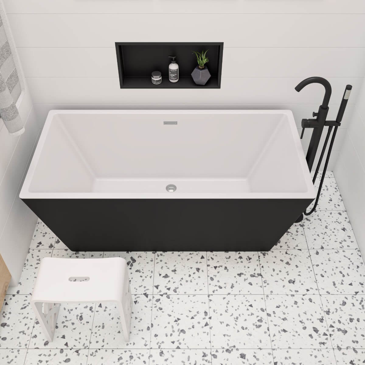 Black & White Rectangular Soaking Bathtub by Alfi