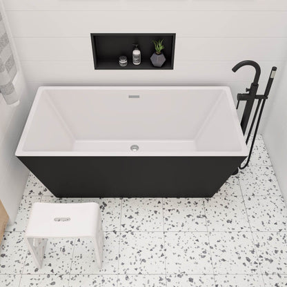Black & White Rectangular Soaking Bathtub by Alfi