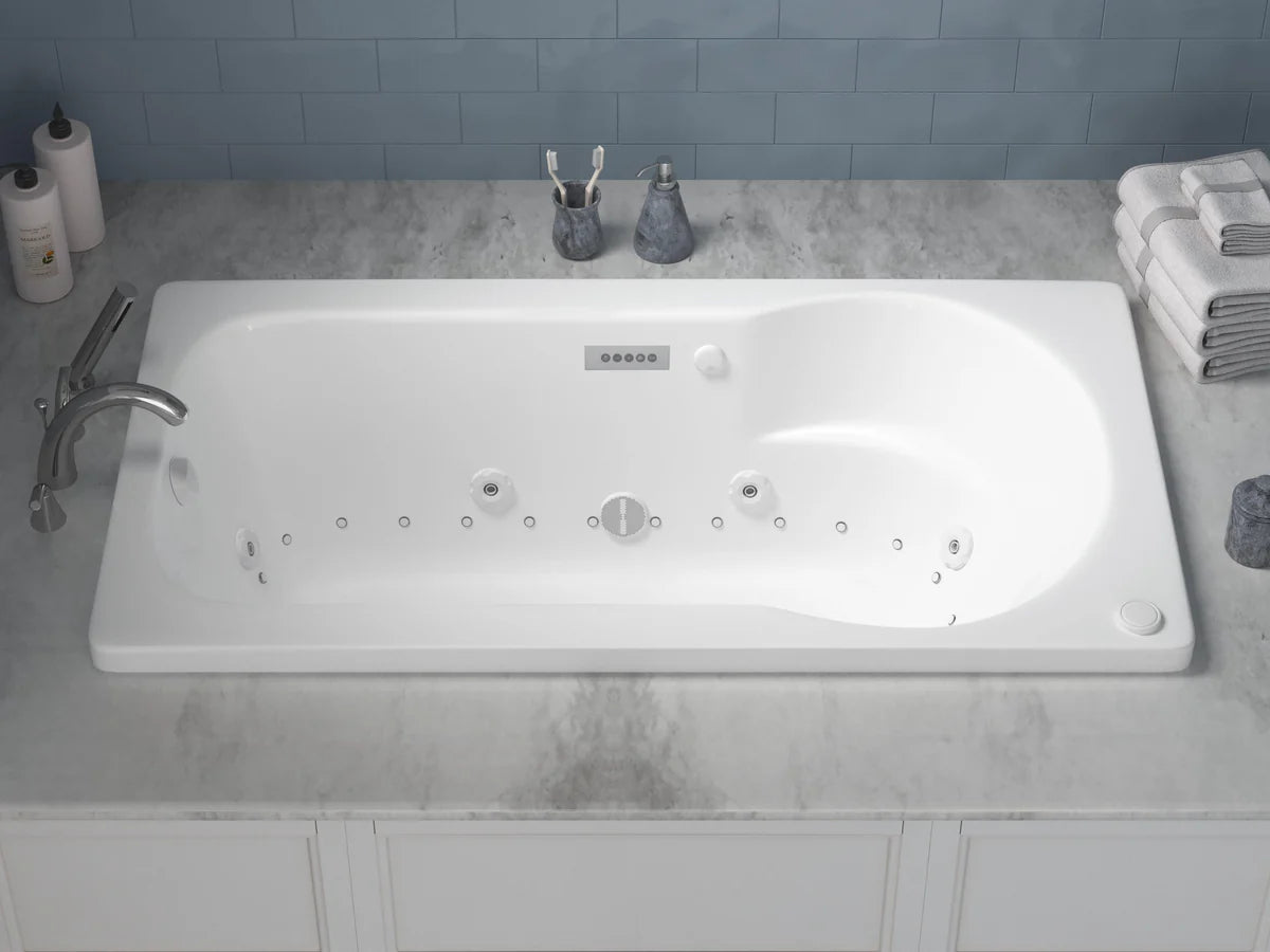 Zepher  32 in. x 60 in. Air and Whirlpool Jetted Bathtub in White with Reversible Drain