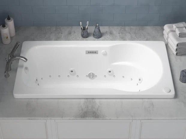 Zepher  32 in. x 60 in. Air and Whirlpool Jetted Bathtub in White with Reversible Drain