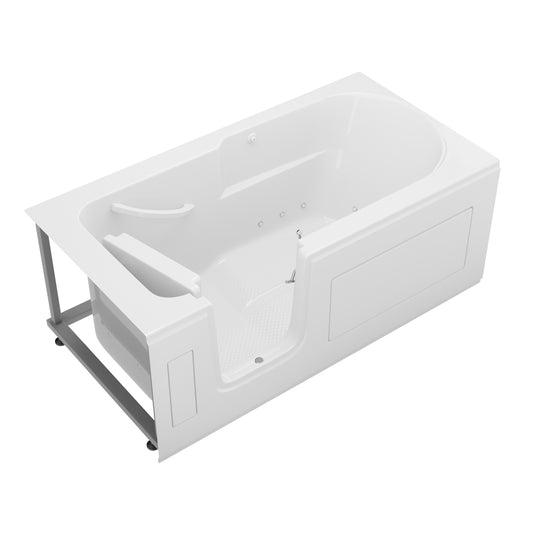 MediTub Collection 30 x 59 left drain walk-in air tub, white, alcove bathtub