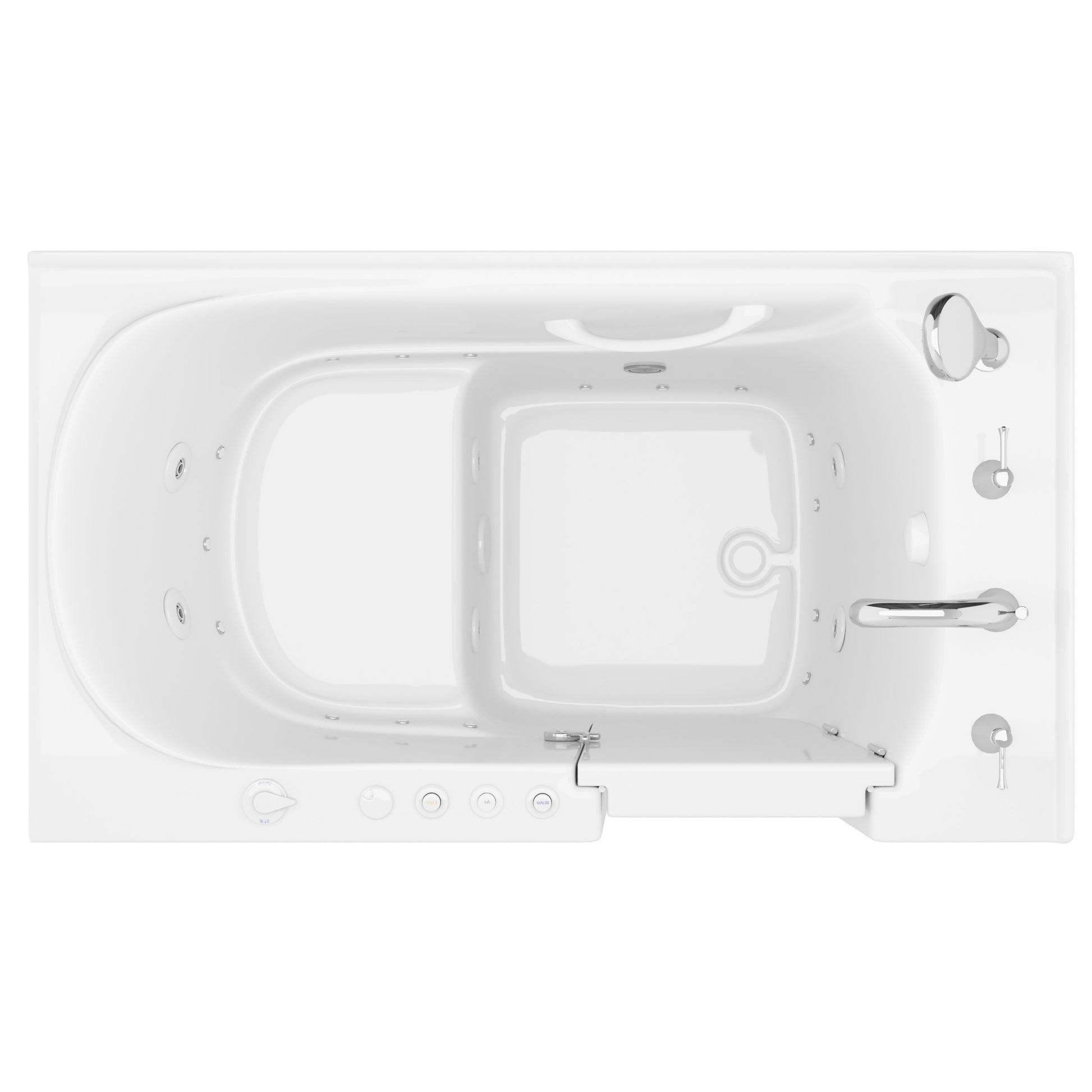 MediTub 30x52 right-side drain jetted bathtub, white, with powered fast drain.