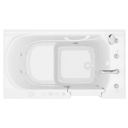 MediTub 30x52 right-side drain jetted bathtub, white, with powered fast drain.