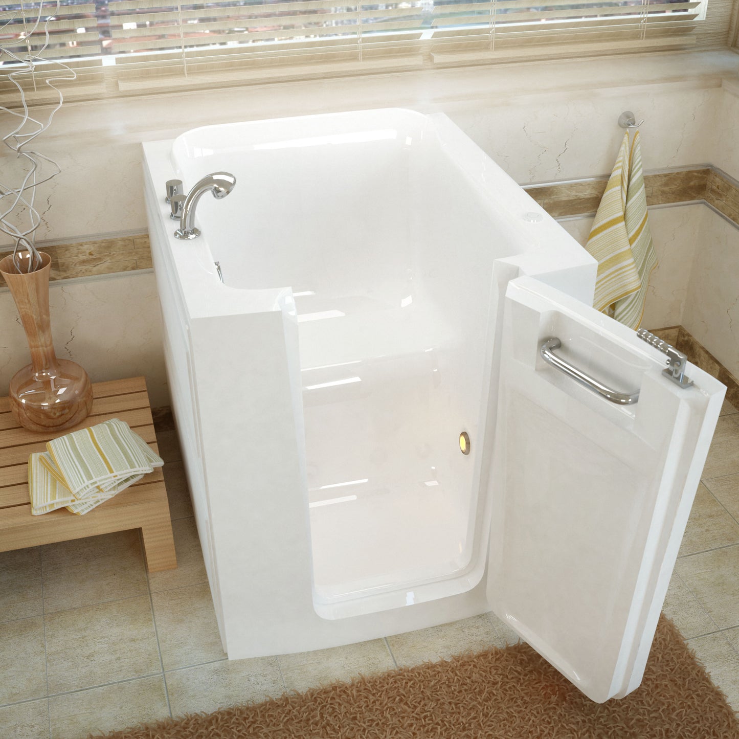 MediTub white walk-in bathtub, 32x37, right door, soaking model