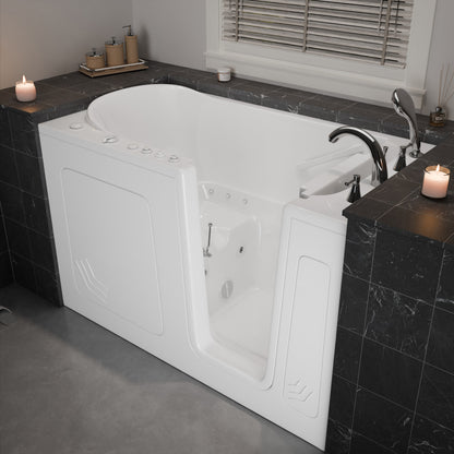 MediTub 32 x 60 right-side drain jetted bathtub, white, powered fast drain