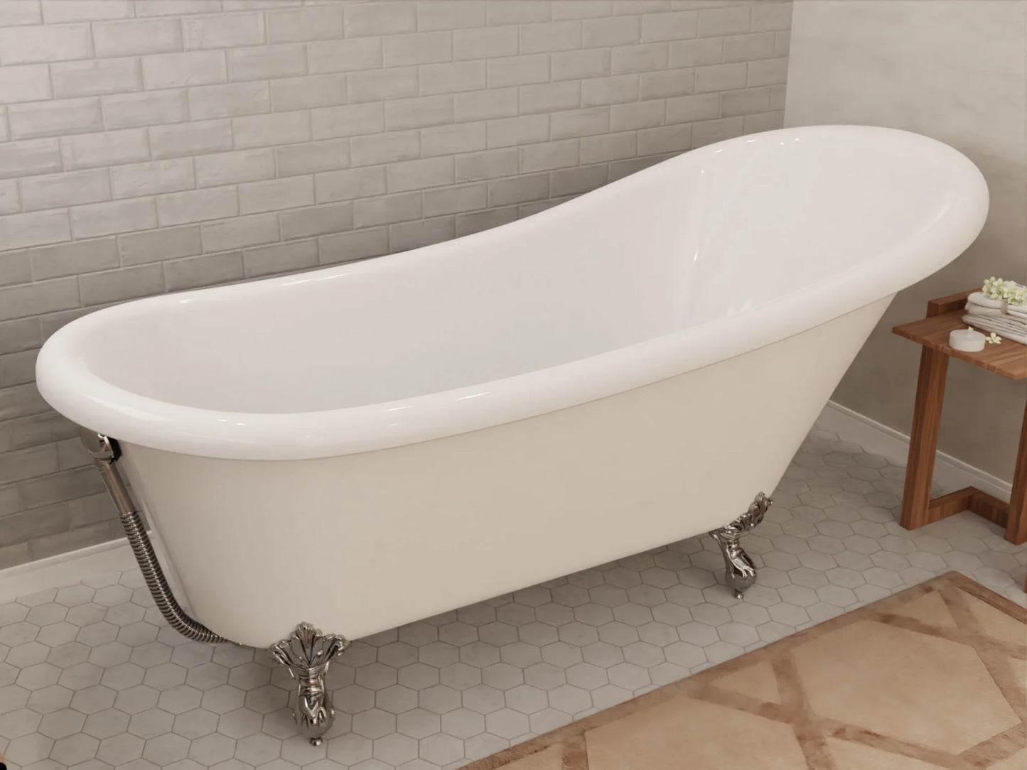 Clawfoot Series 67 in. x 30 in. Soaking Freestanding Bathtub with Center Drain in White with Polished Chrome Feet