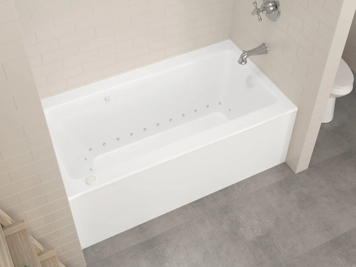 Amber Series 60 in. x 32 in. Rectangular Air Bathtub with Left Side Drain and Aromatherapy in Glossy Smooth White