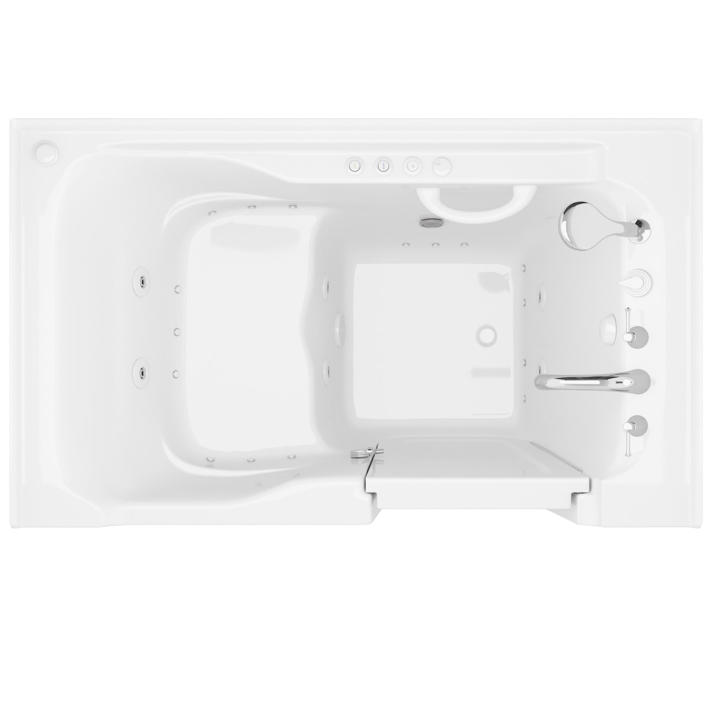 MediTub Walk-in alcove bathtub, 36 x 60, white with whirlpool and air jets and powered fast drain.