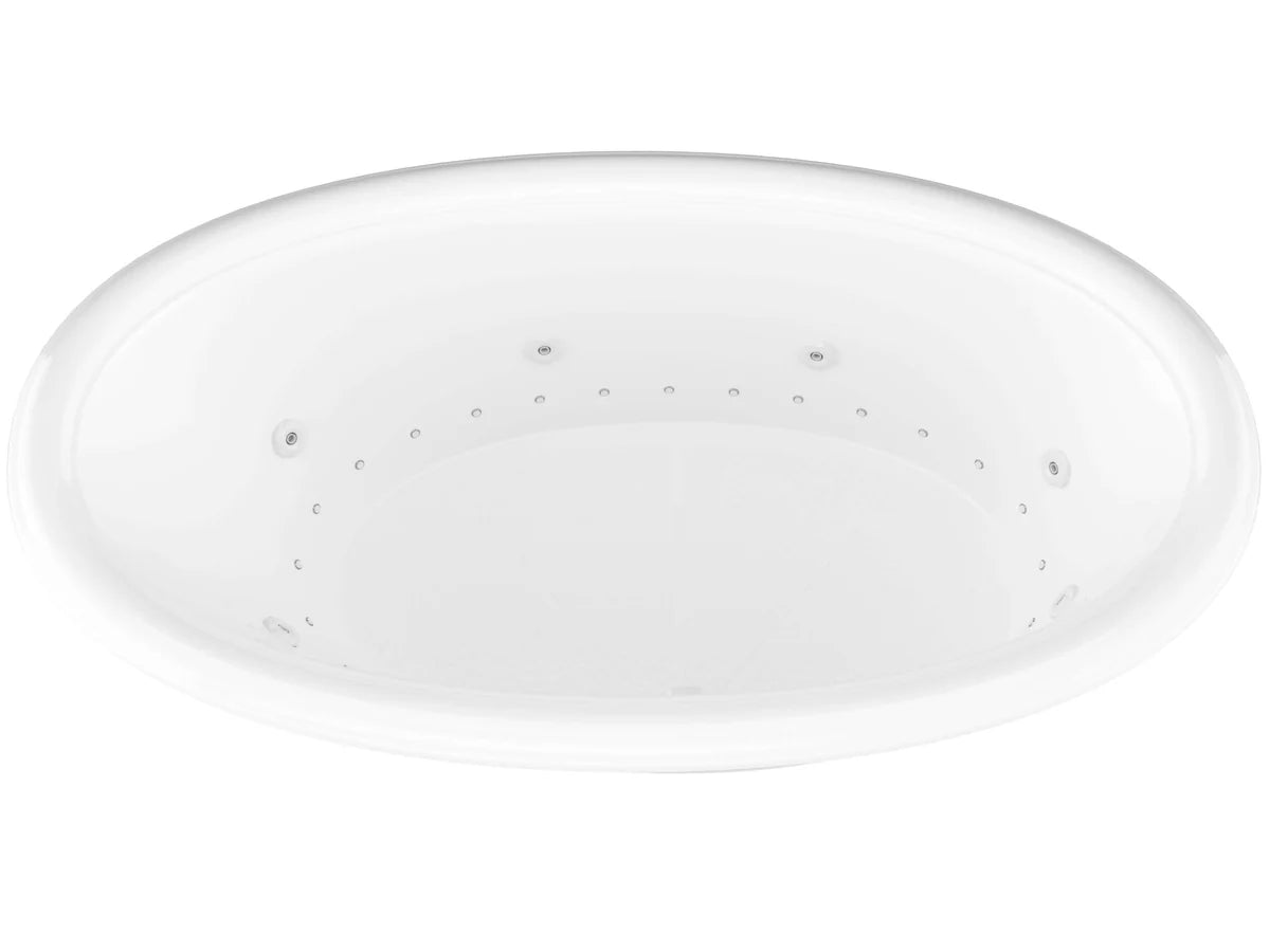Petite 44 x 78  Oval Air and Whirlpool Jetted Bathtub with Center Drain in White