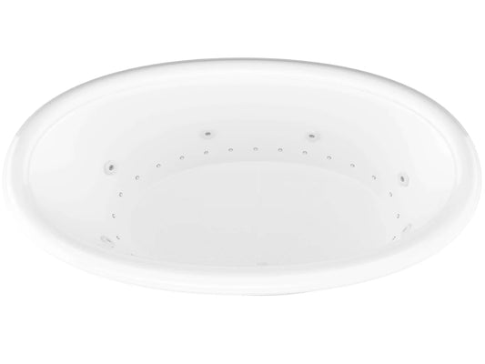 Petite 44 x 78  Oval Air and Whirlpool Jetted Bathtub with Center Drain in White