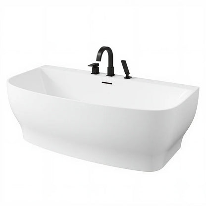 Bank Series 65 in. x 31 in. Flat Bottom Acrylic Freestanding Soaking Bathtub with Center Drain, Polished Chrome Faucet